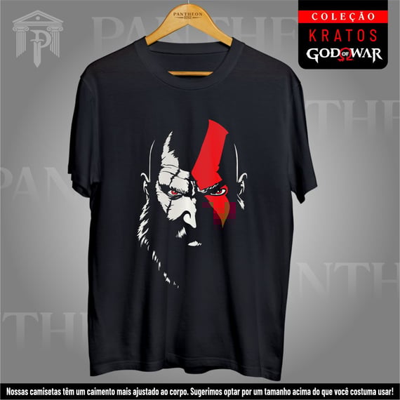 Camiseta Unissex - Silhueta Minimalista do Rosto de Kratos