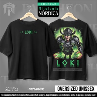 Oversized Unissex Frente e Costas - Deus Loki (Mitologia Nórdica)