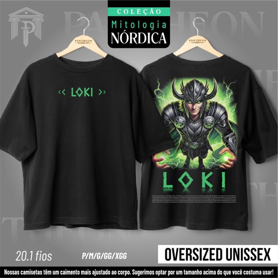 Oversized Unissex Frente e Costas - Deus Loki (Mitologia Nórdica)