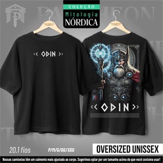 Oversized Unissex Frete e Costas - Deus Odin (Mitologia Nórdica)