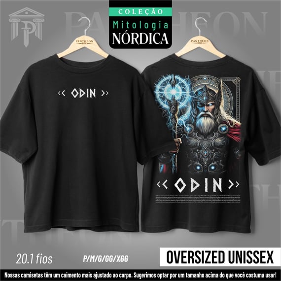 Oversized Unissex Frete e Costas - Deus Odin (Mitologia Nórdica)