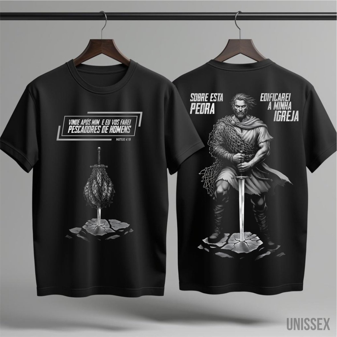 Nome do produto: Camiseta - Apóstolo Pedro: Pescador e Rocha
