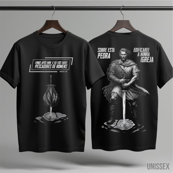 Camiseta - Apóstolo Pedro: Pescador e Rocha