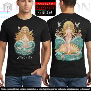 Nome do produto Camiseta Unissex Frente e Costas - Deusa Afrodite (Mitologia Grega)