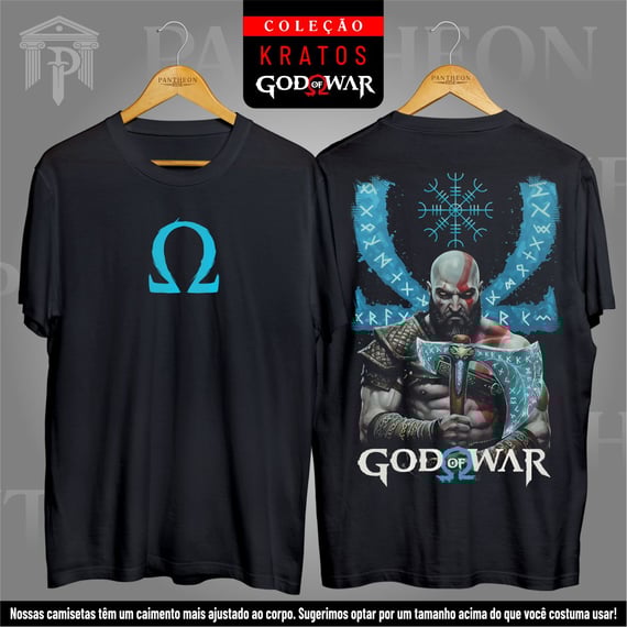 Camiseta Unissex Frente e Costas - Kratos e o Elmo do Terror