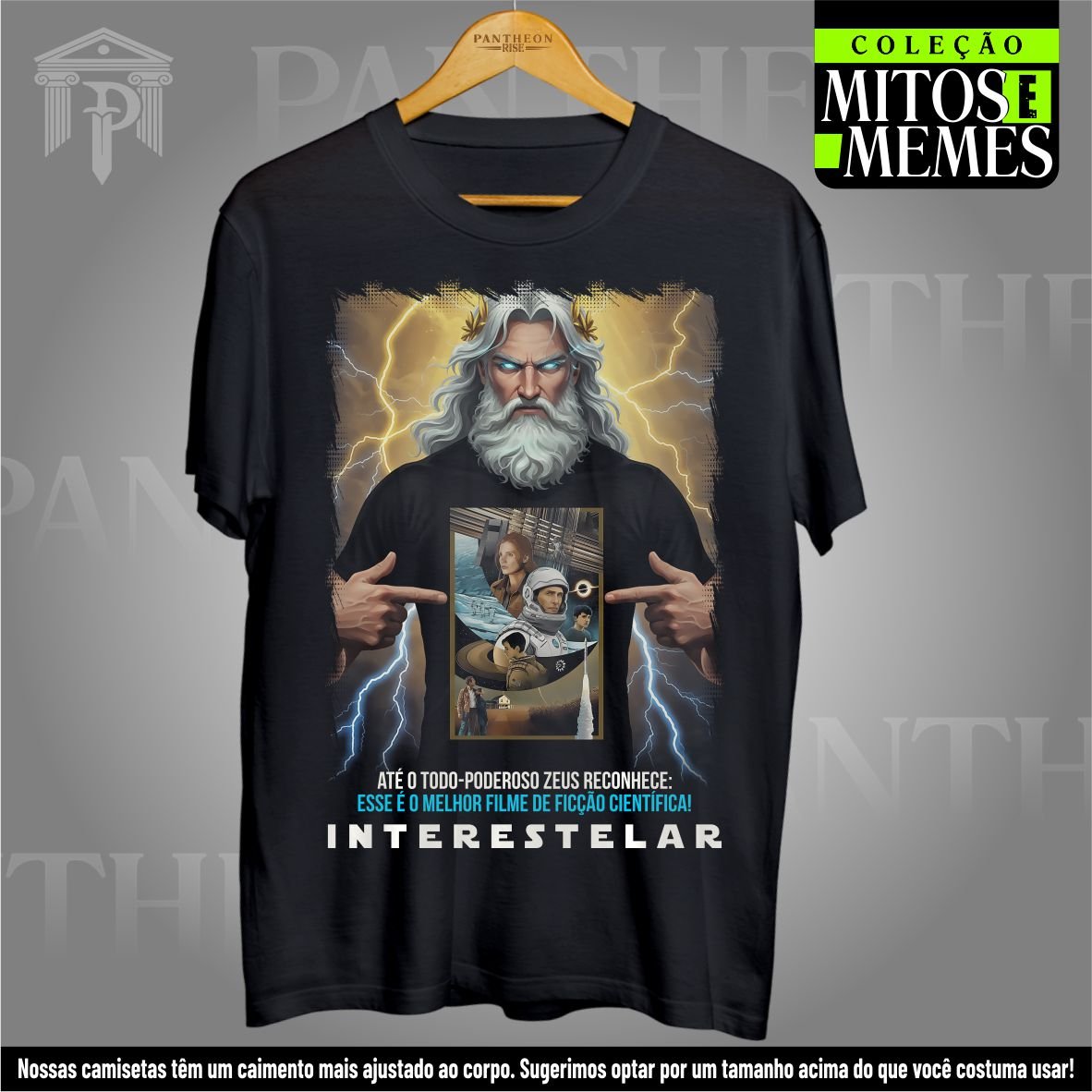 Nome do produto: Camiseta Unissex - Zeus confirma, que Interestelar é o melhor filme! 