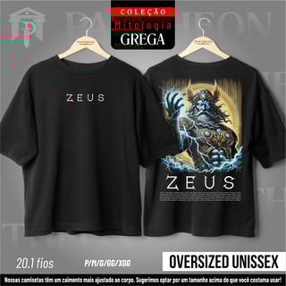 Oversized Unissex Frente e Costas - Deus Zeus (Mitologia Grega)