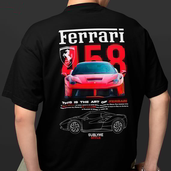 Ferrari 458 - Coleção Racing SYY - Camiseta Padrão Algodão