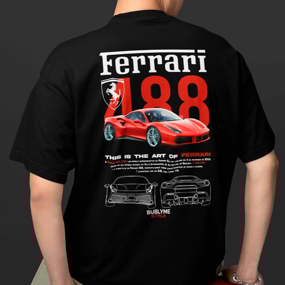 Ferrari 488 - Coleção Racing SYY - Camiseta Padrão Algodão