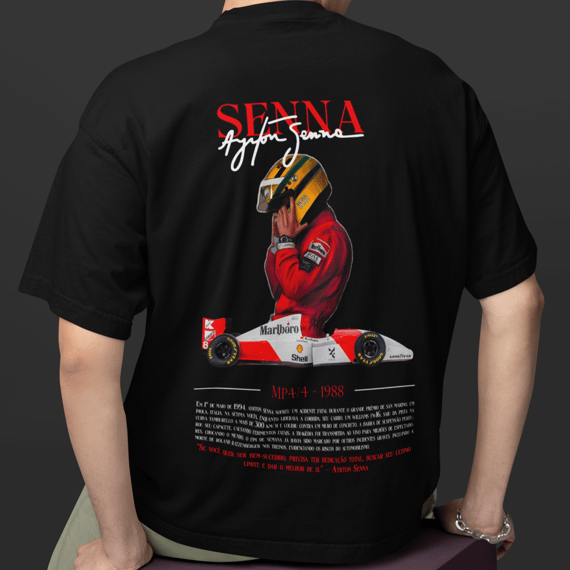 Ayrton Senna - Racing Legends SYY - Camiseta Preta Padrão Algodão