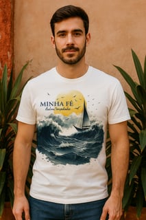 Nome do produto Camiseta unissex - Minha fé acalma tempestades