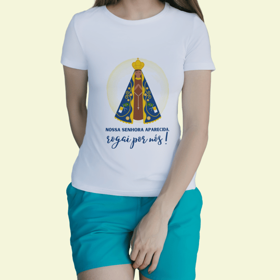 Baby Look Religiosa - Nossa Senhora Aparecida, Rogai por Nós