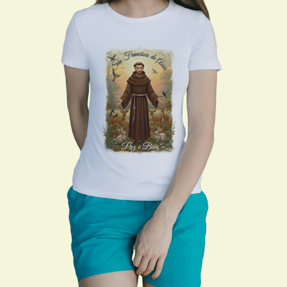 Baby Look Religiosa - São Francisco de Assis Paz e Bem