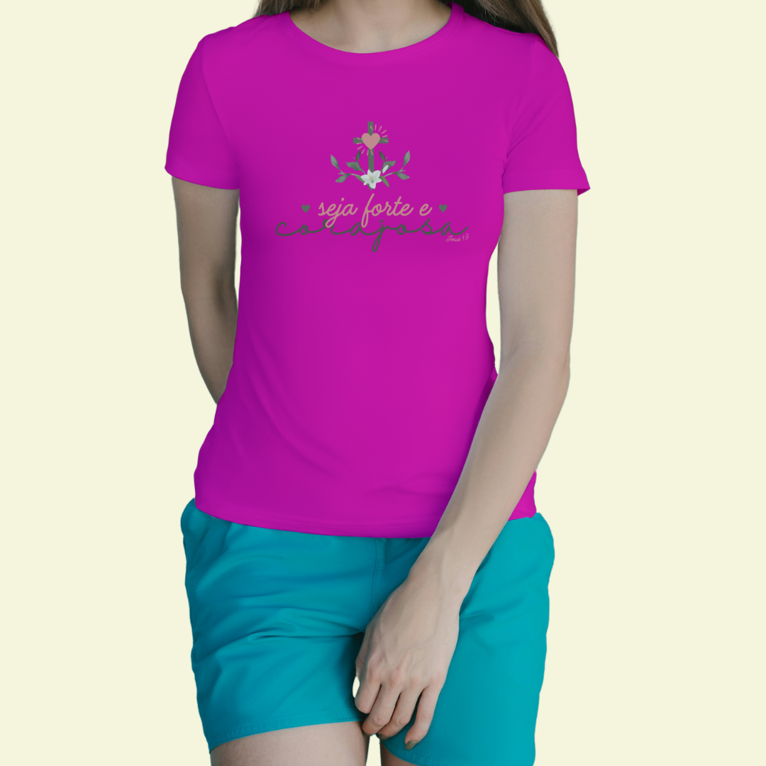 Nome do produto: Baby Look Religiosa - Forte e Corajosa III