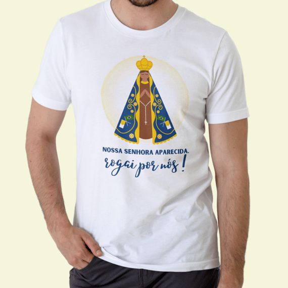 Camiseta Religiosa - Nossa Senhora Aparecida, Rogai Por Nós