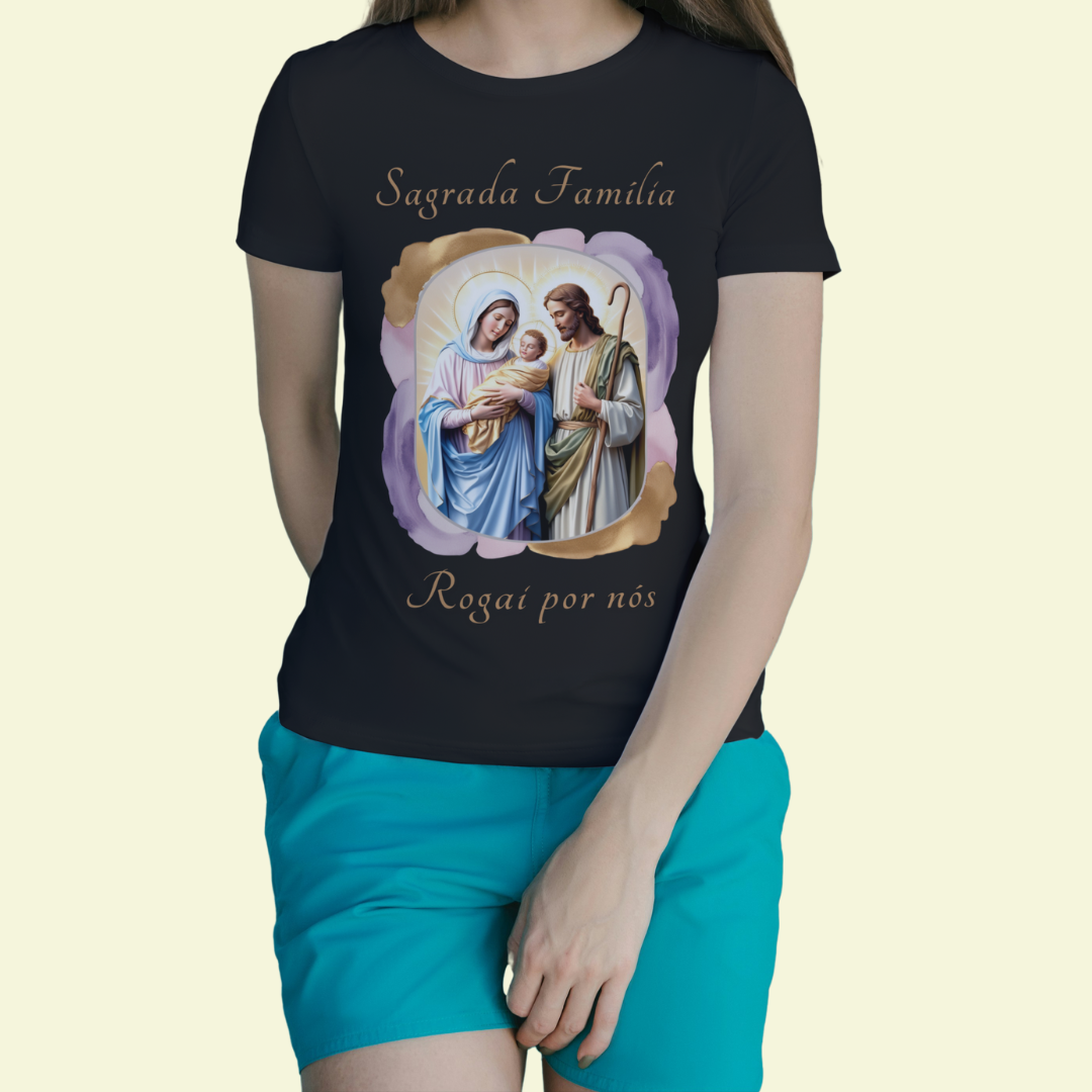 Nome do produto: Baby Look Religiosa - Sagrada Família, Rogai por Nós