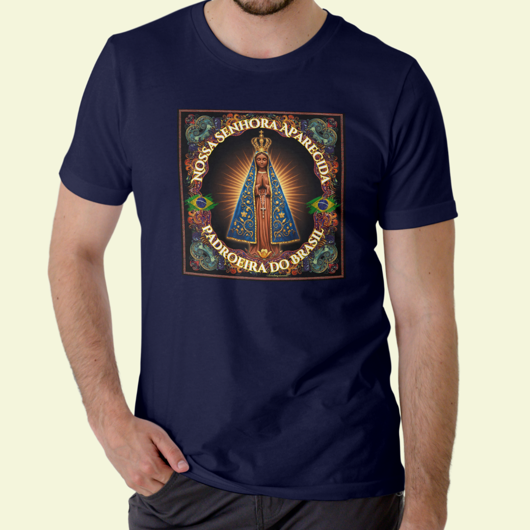 Nome do produto: Camiseta Religiosa - Nossa Senhora Aparecida Padroeira do Brasil