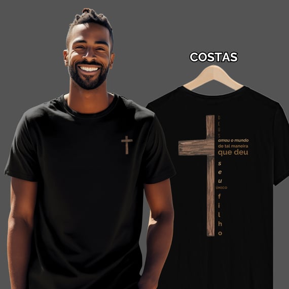 Camiseta Masculina Deus Amou o Mundo de Tal Maneira