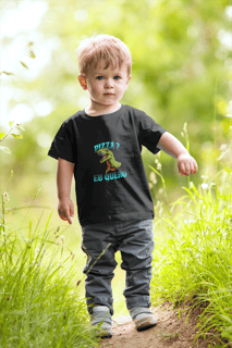 Nome do produto Camiseta Infantil T-Rex Amigável - Estilo Street Wear Jurássico para Pequenos Aventureiros