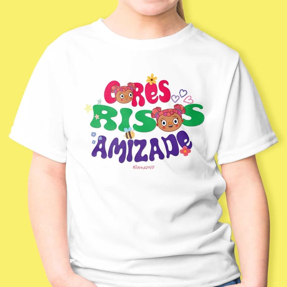 Camiseta Infantil Classic Cores Risadas Amizade
