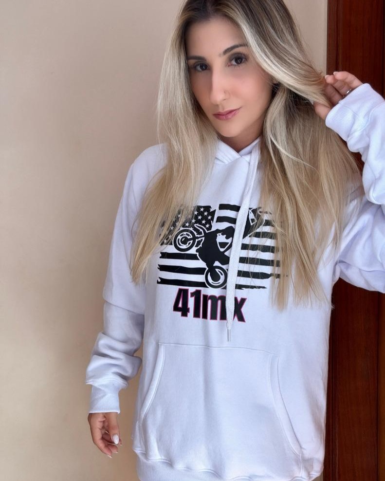 Moleton Canguru 41MX Flanelado Unissex- PERSONALIZE COM SEU NOME – Várias Cores, Estilo Motocross, Casual e Esportivo - 00153