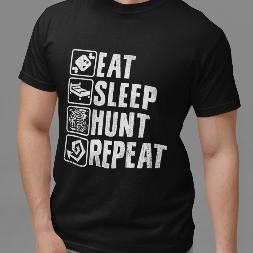 Nome do produto: Camiseta - Eat, Sleep, Hunt, Repeat