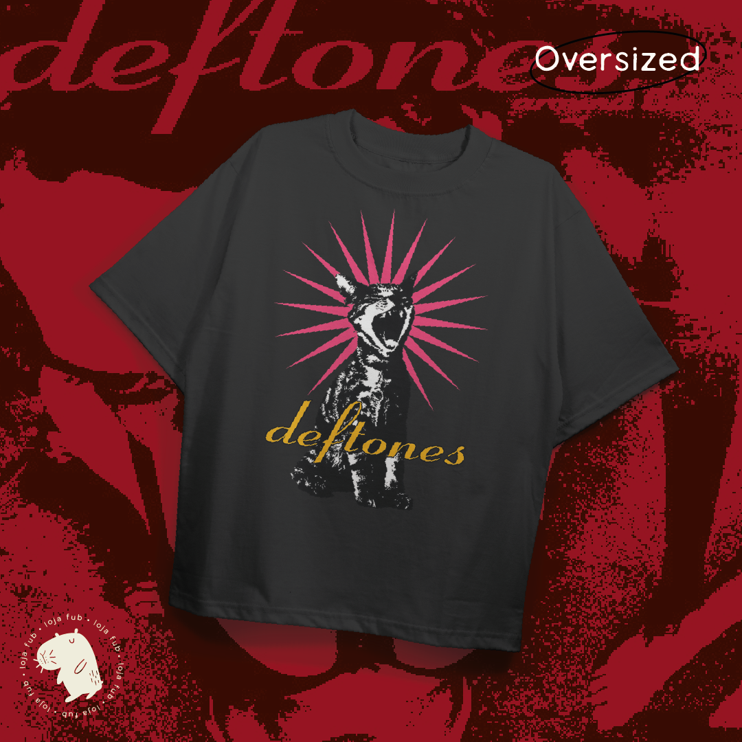 Nome do produto: Camiseta Oversidef Gato do Deftones