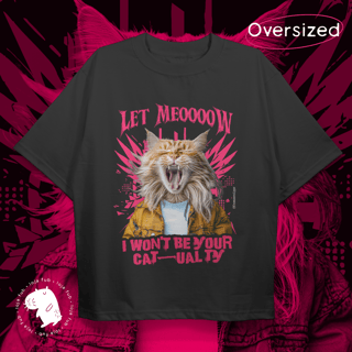 Camiseta Oversized Let Meow Rosa