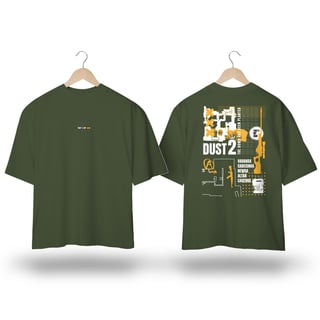 Camiseta Oversized TMS - Estampa inspirada no jogo Counter Strike com mapa Mirage estilizado em branco