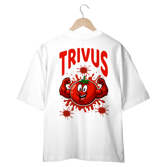 Camiseta Oversized - Trivus Tomate (Frente e Costas)