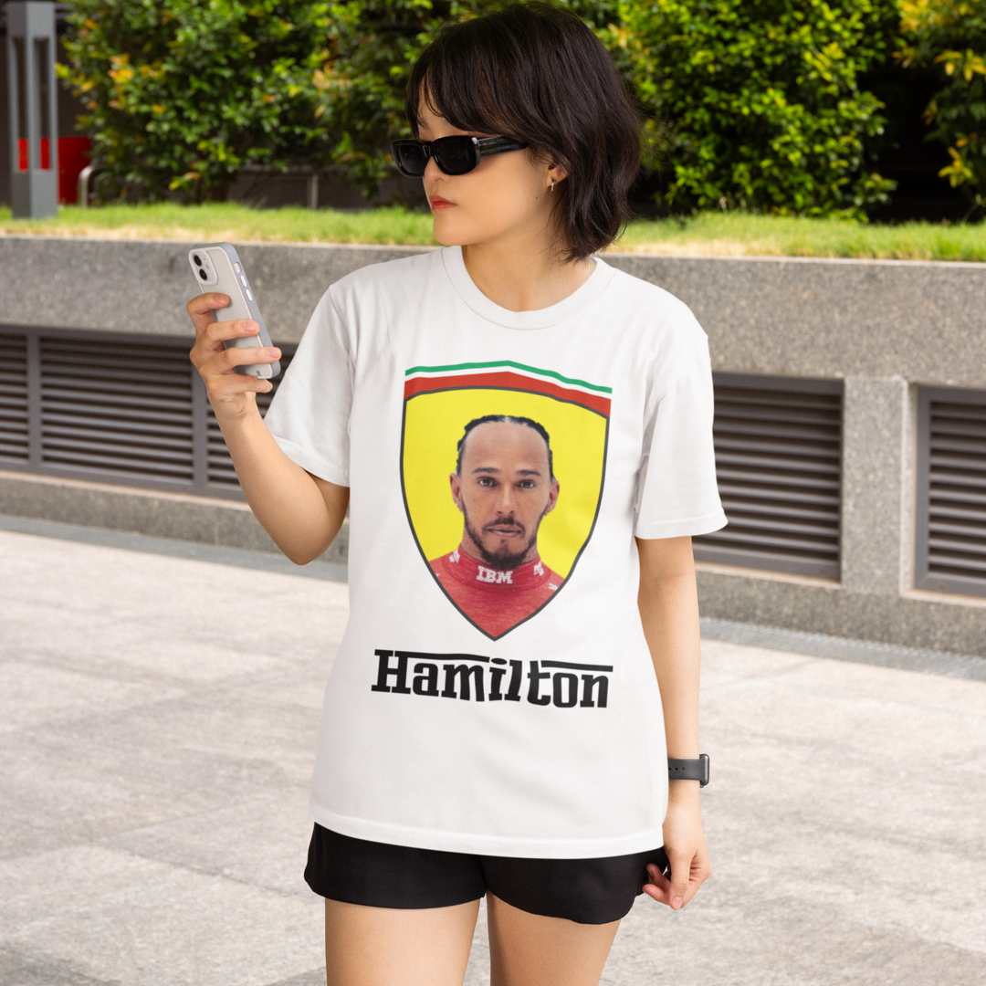 Nome do produto: Camiseta Hamilton Logo Ferrari 