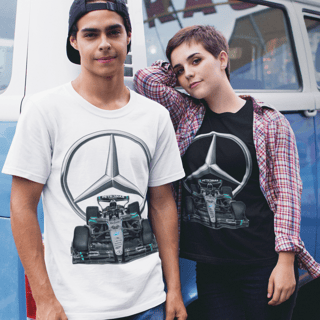 Camiseta Mercedes Logo e Carro
