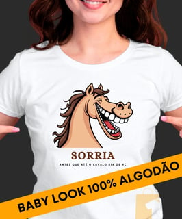 CAMISETA CAVALO RINDO BABY LOOK