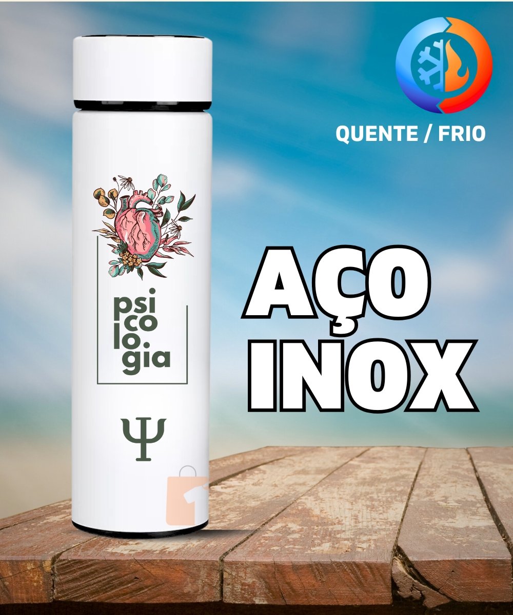 Nome do produto: GARRAFA TÉRMICA PRESENTE PARA PSICÓLOGA COM SÍMBOLO DA PSICOLOGIA