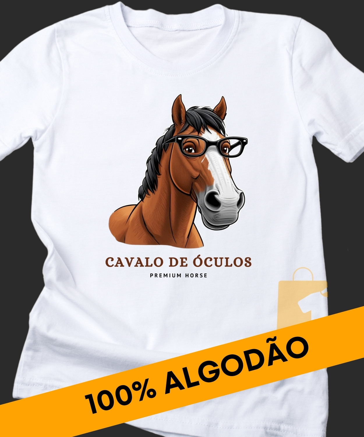 CAMISETA CAVALO DE ÓCULOS ESTILO E IGNORÂNCIA REFINADA