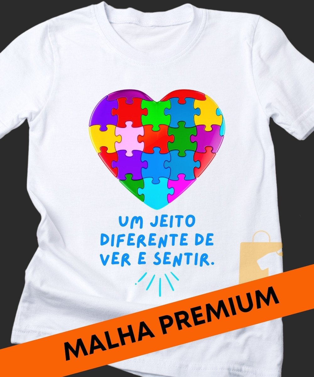 Nome do produto: CAMISETA SÍMBOLO DO AUTISMO CORAÇÃO