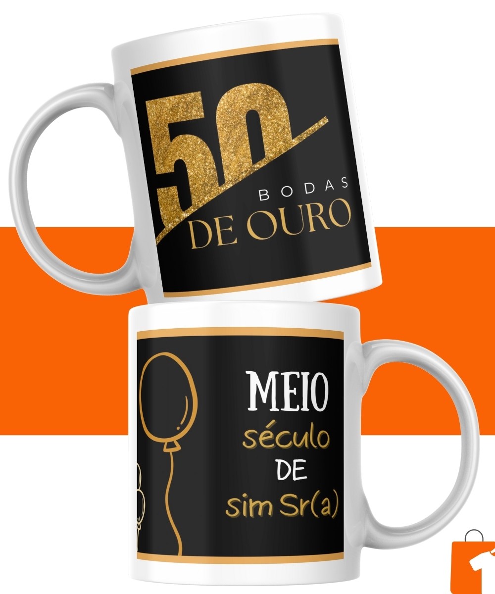 CANECA 50 ANOS DE CASADOS BODAS DE OURO