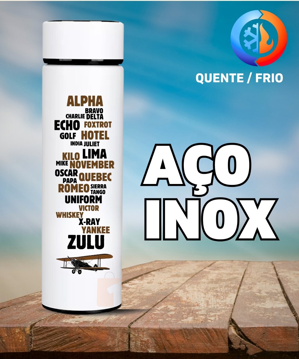 Nome do produto: GARRAFA TÉRMICA ALFABETO AVIAÇÃO 