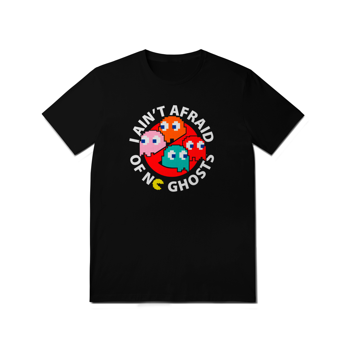 Camiseta Caça Fantasmas - I Aint Afraid of No Ghosts (Pac Man)