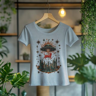 Nome do produto Camiseta Feminina Gatinho Abduzido