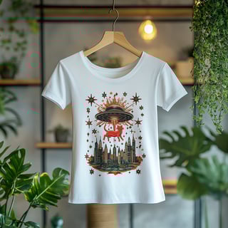 Nome do produto Camiseta Feminina Gatinho Abduzido