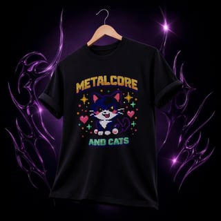 Nome do produto [BÁSICA] CAMISETA “METALCORE AND CATS”