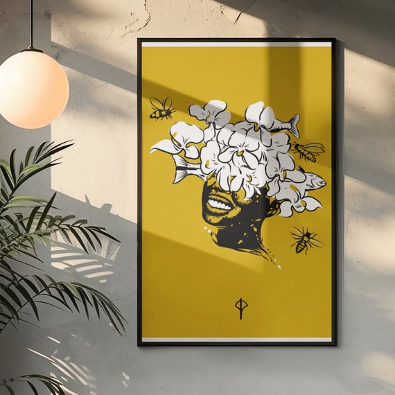 Poster Oxum fundo amarelo