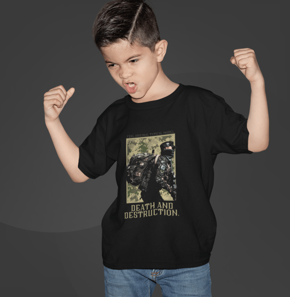 Camiseta infantil Fuzileiro Real Death and destruction
