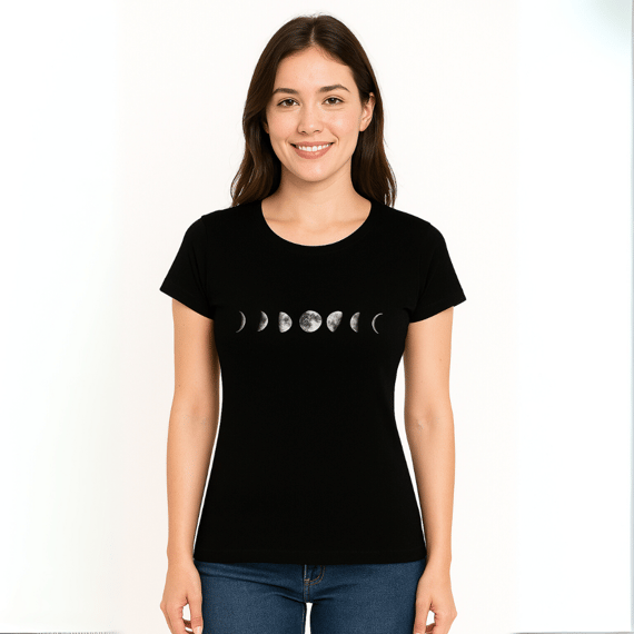 Camisa Feminina Fases da Lua Frente e Trás