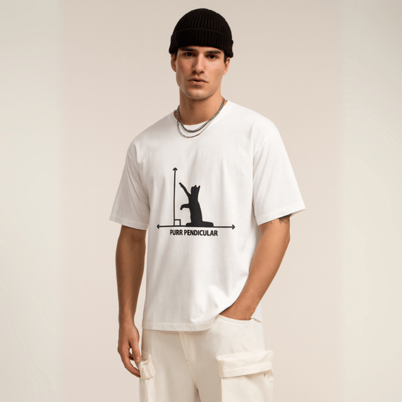 Camisa Purr-Pendicular Cat Unissex 