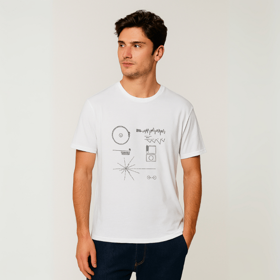 Camisa Voyager Golden Record (Detalhe em Preto)