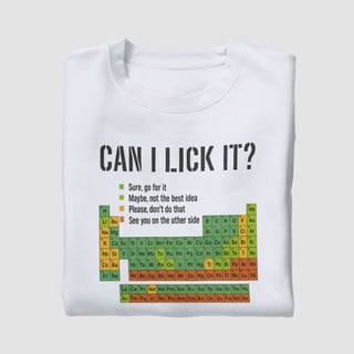 Nome do produtoCamisa Can I lick it Tabela Periodica Unissex