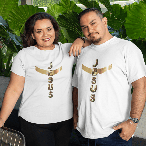 PLUS SIZE DOURADA JESUS EM CRUZ ( varias cores )