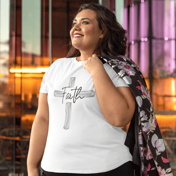 CAMISA PLUS SIZE FAITH CRUZ PRATA ( varias cores )